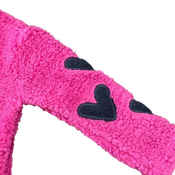 Splendid Girl's Jacket Fleece Zip Up Pink with Blue Hearts Size 4T - Picture 3 of 11